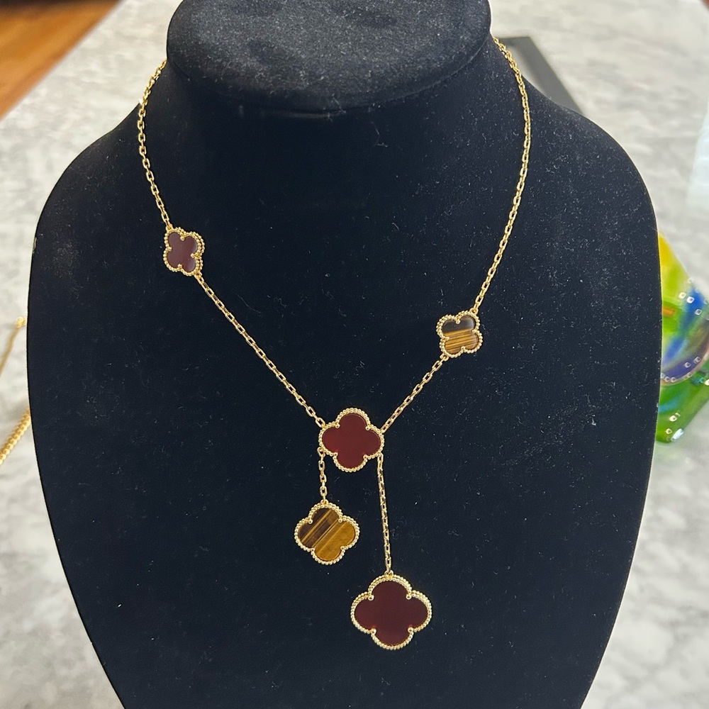 Mixed motif necklace rose gold